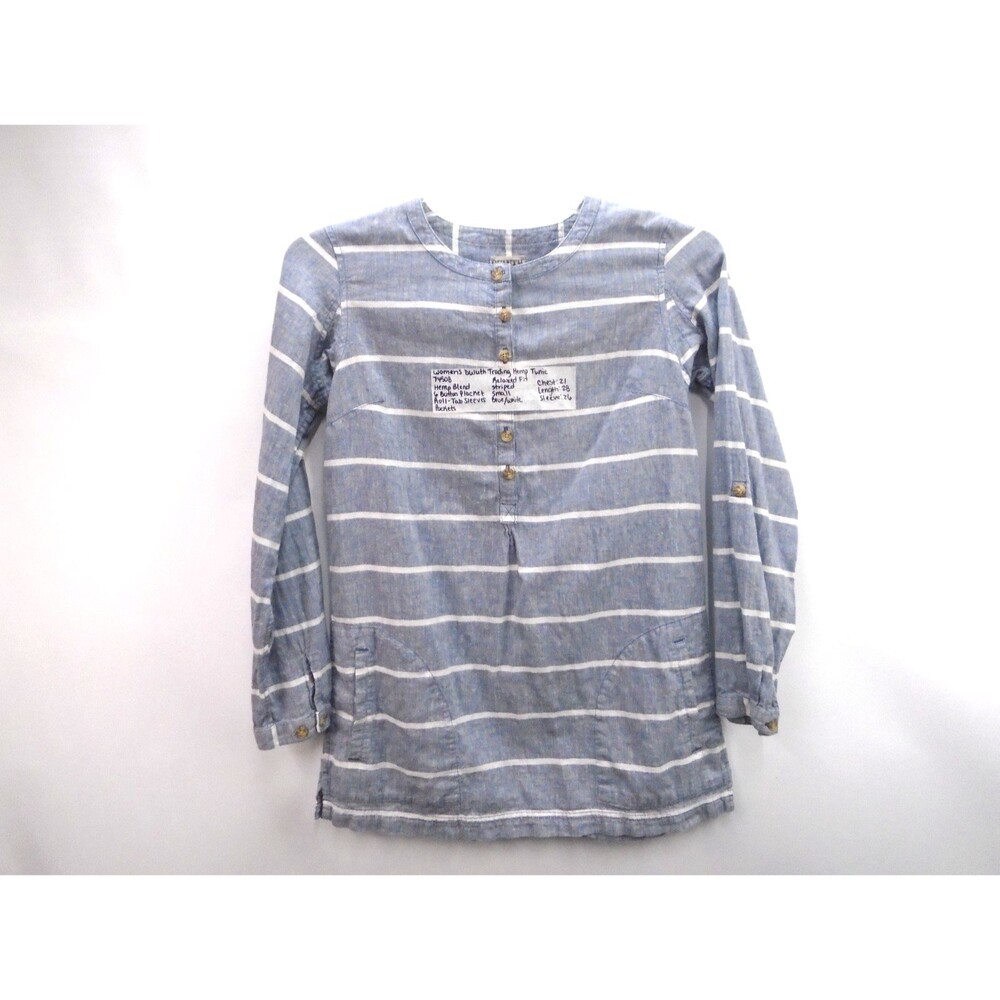 Duluth Trading Hemp Organic Cotton Tunic Womens Size S Relaxed Fit Striped